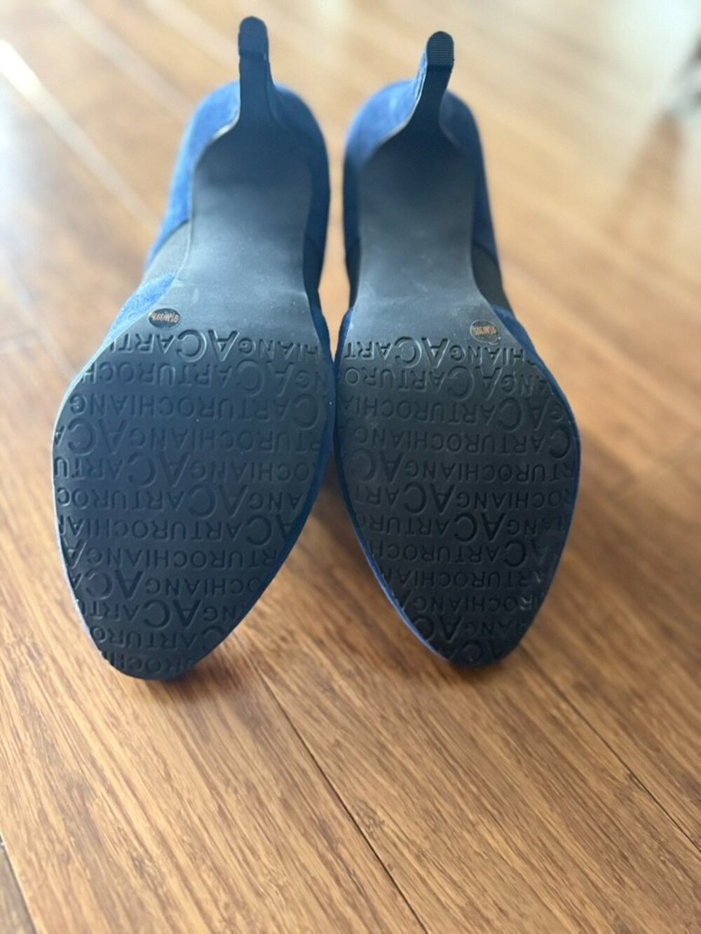 Arturo Chiang Navy Blue Pointed Toe Suede Booties Women's Size 9.5 NWOT - Picture 10 of 12